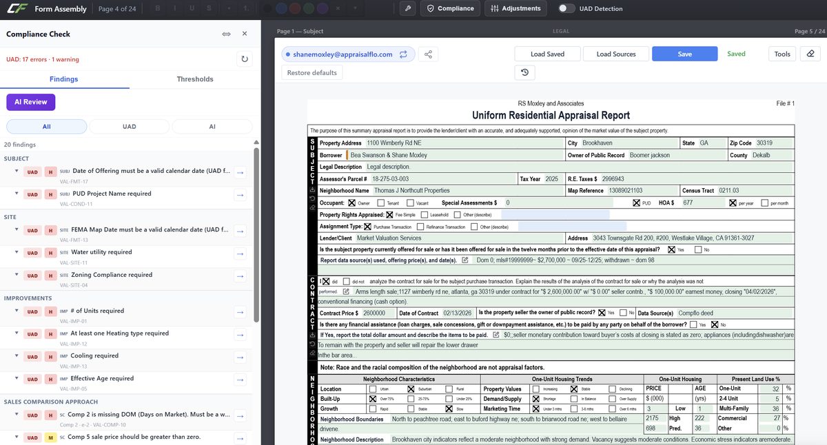 CompFlo Form Assembly with a UAD 2.6 Form 1004