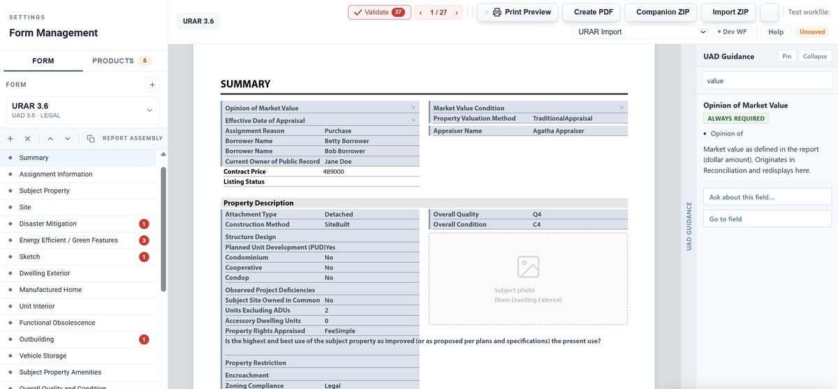 CompFlo Form Management with a UAD 3.6 URAR